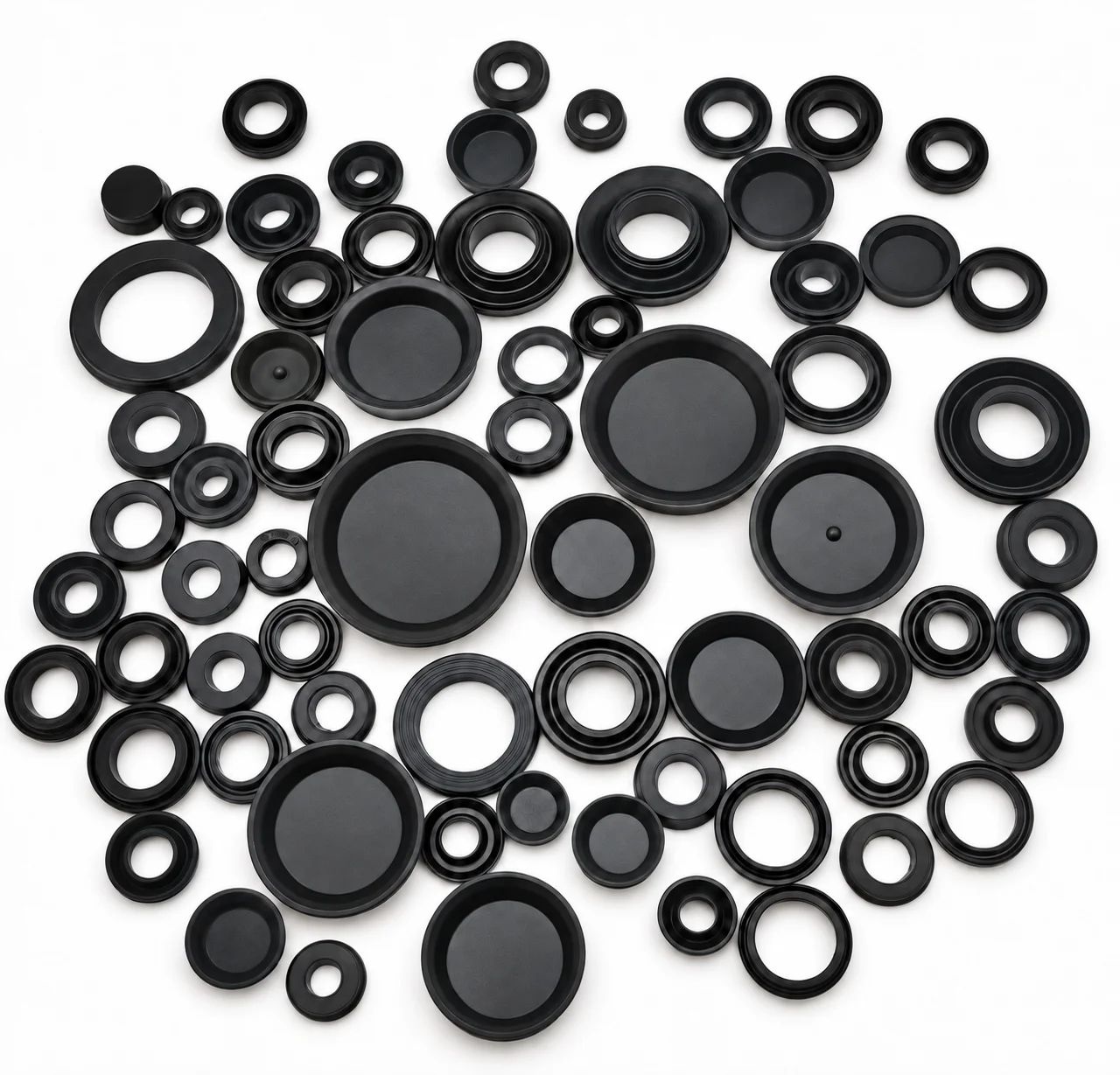 Rubber cups, rings and other seals